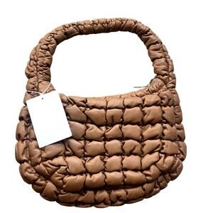 Cos quilted mini bag dark beige leather